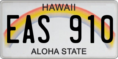 HI license plate EAS910