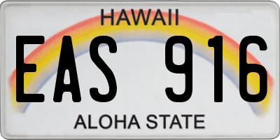 HI license plate EAS916