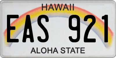 HI license plate EAS921