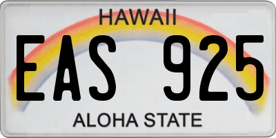 HI license plate EAS925