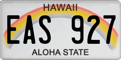HI license plate EAS927