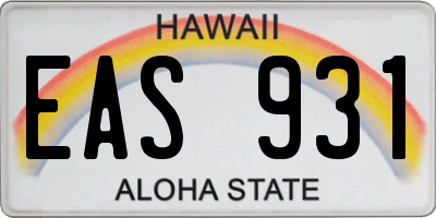 HI license plate EAS931