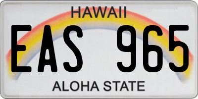 HI license plate EAS965