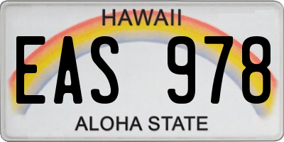 HI license plate EAS978