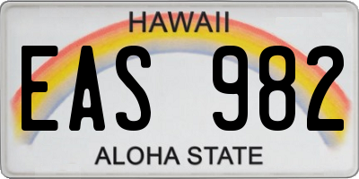HI license plate EAS982