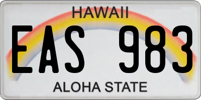 HI license plate EAS983