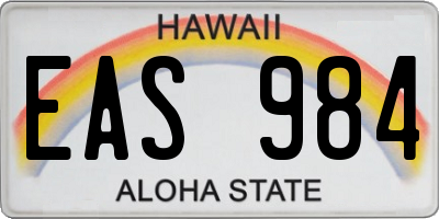 HI license plate EAS984