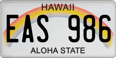 HI license plate EAS986