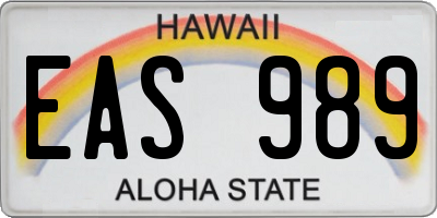 HI license plate EAS989