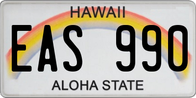 HI license plate EAS990