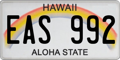 HI license plate EAS992