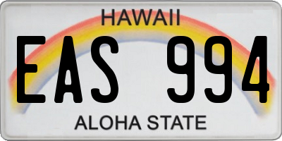 HI license plate EAS994