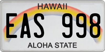 HI license plate EAS998