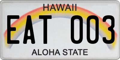 HI license plate EAT003