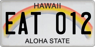 HI license plate EAT012