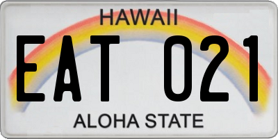 HI license plate EAT021