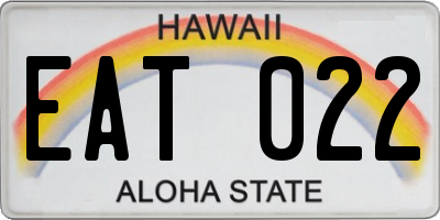 HI license plate EAT022