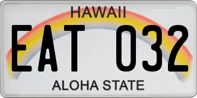 HI license plate EAT032