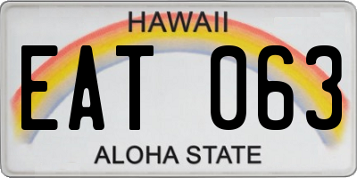 HI license plate EAT063