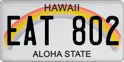 HI license plate EAT802
