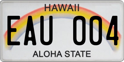 HI license plate EAU004