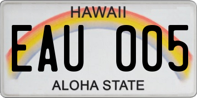 HI license plate EAU005