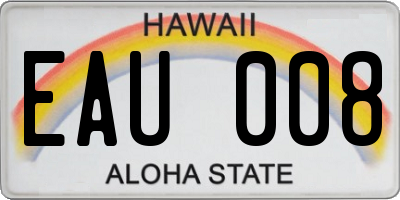 HI license plate EAU008