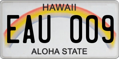 HI license plate EAU009