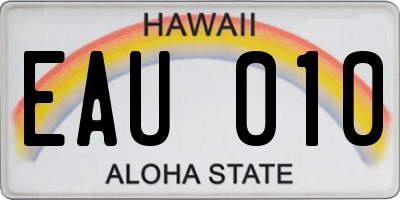 HI license plate EAU010