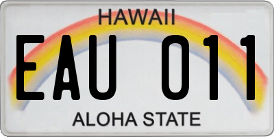 HI license plate EAU011