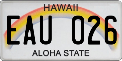 HI license plate EAU026