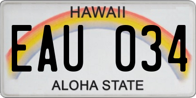 HI license plate EAU034