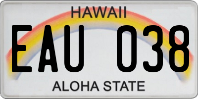 HI license plate EAU038