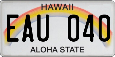 HI license plate EAU040