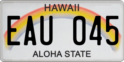 HI license plate EAU045