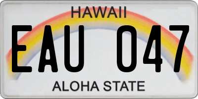 HI license plate EAU047