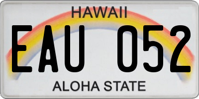HI license plate EAU052