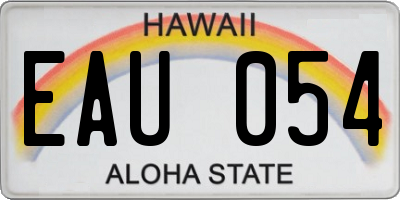 HI license plate EAU054
