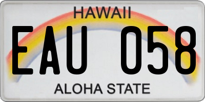 HI license plate EAU058