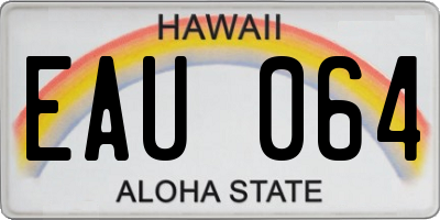 HI license plate EAU064