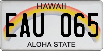 HI license plate EAU065