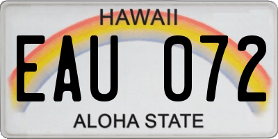 HI license plate EAU072