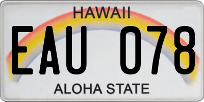 HI license plate EAU078