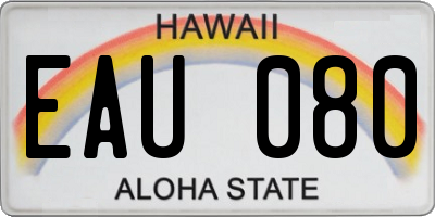 HI license plate EAU080