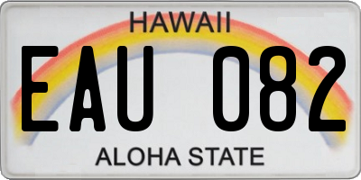 HI license plate EAU082