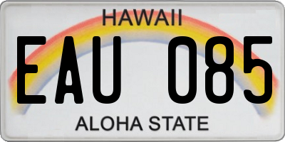 HI license plate EAU085