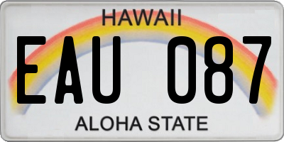 HI license plate EAU087
