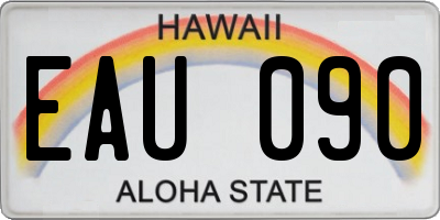 HI license plate EAU090