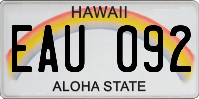 HI license plate EAU092