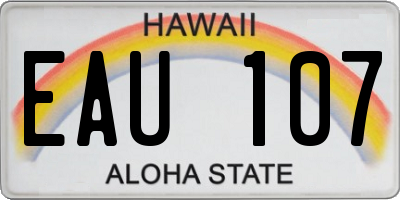 HI license plate EAU107